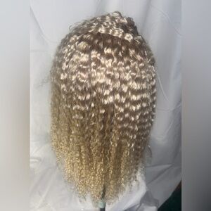 100% Human Hair Customized Rooted / Tone Curly Blonde 13x6 Lace Front Wig